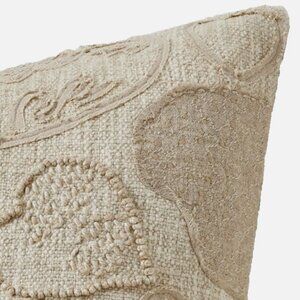 NEW Pottery Barn Heart Applique Pillow Cover | 20" SQ Neutral V-DAY Throw Pillow